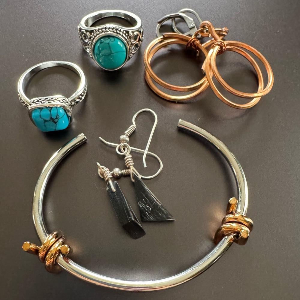 Western Jewelry Set - Barbed Wire Cuff,  Earrings, Rings